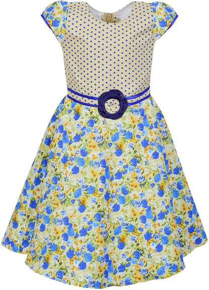 Girls Midi/Knee Length Party Dress ctn254blu