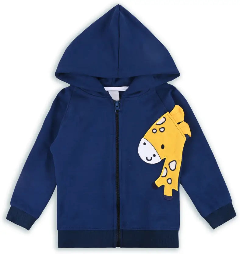 Unisex Cotton Blend Full Sleeve Hooded Sweatshirt with Giraffe Design T303sb