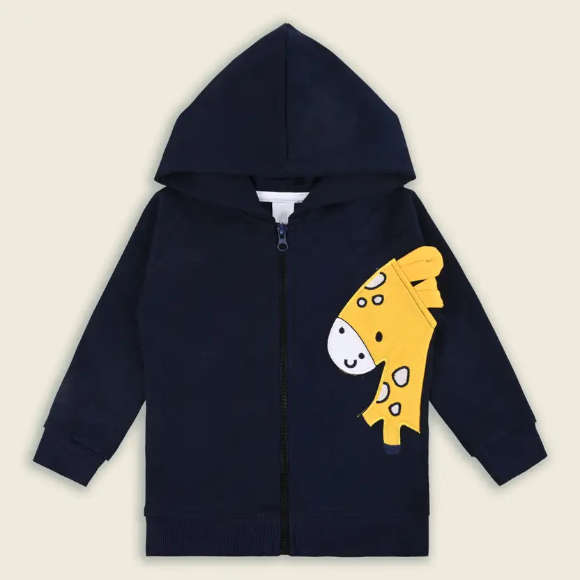 Unisex Cotton Blend Full Sleeve Hooded Sweatshirt with Giraffe Design T303sb
