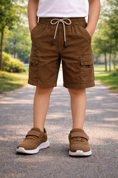 Boys Cotton Denim Cargo Shorts with Drawstring Waist - Wish Karo - photo 5