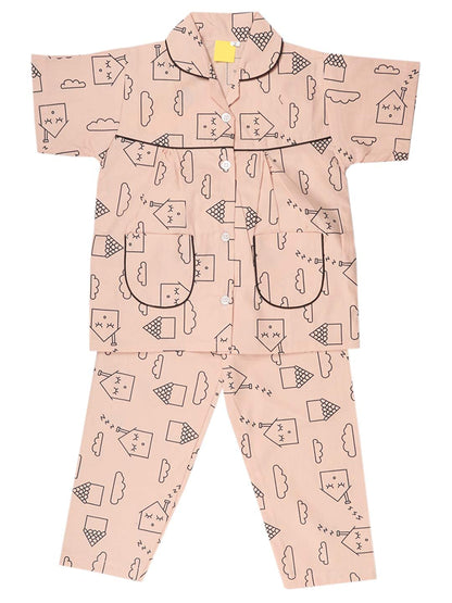 Unisex Printed Top and Bottom Pyjamas Night Dress