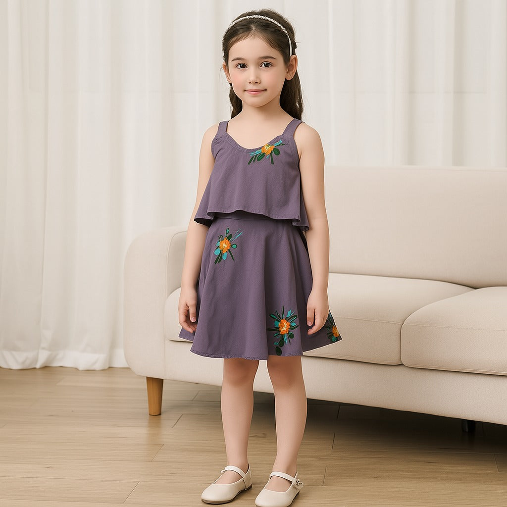 Baby Girls Grey Embroidered Overlay Dress - Wish Karo - photo 1