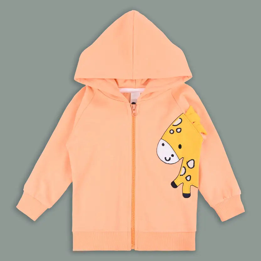 Unisex Cotton Blend Full Sleeve Hooded Sweatshirt with Giraffe Design T303sb