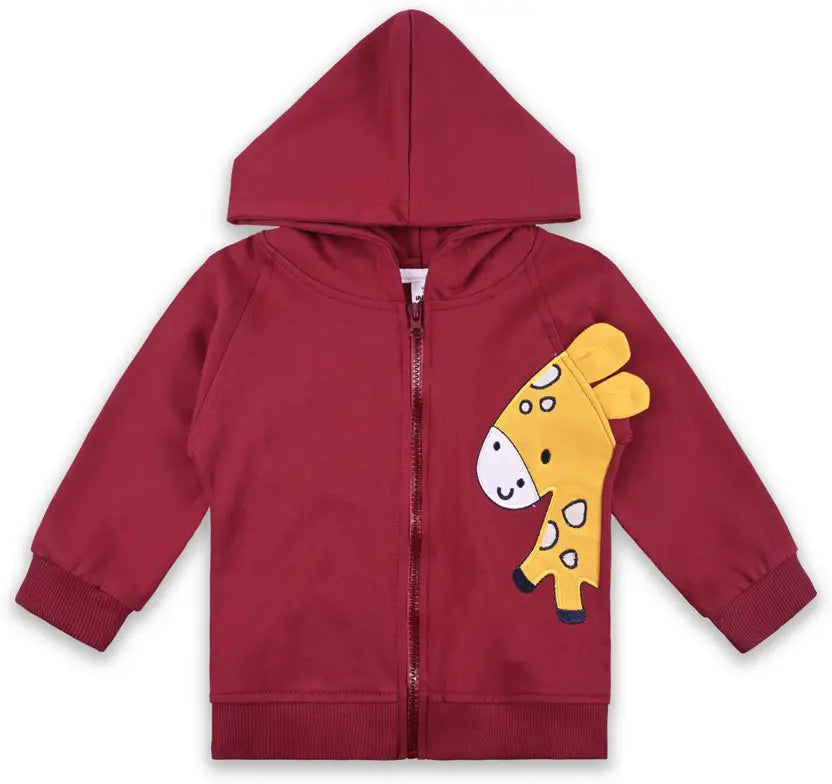 Unisex Cotton Blend Full Sleeve Hooded Sweatshirt with Giraffe Design T303sb