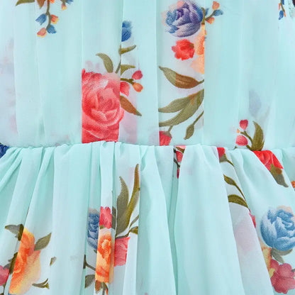 Girls Floral Printed Strappy Dress fe3149blu