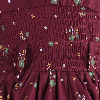 Girls Red Floral Tiered Shirt Dress