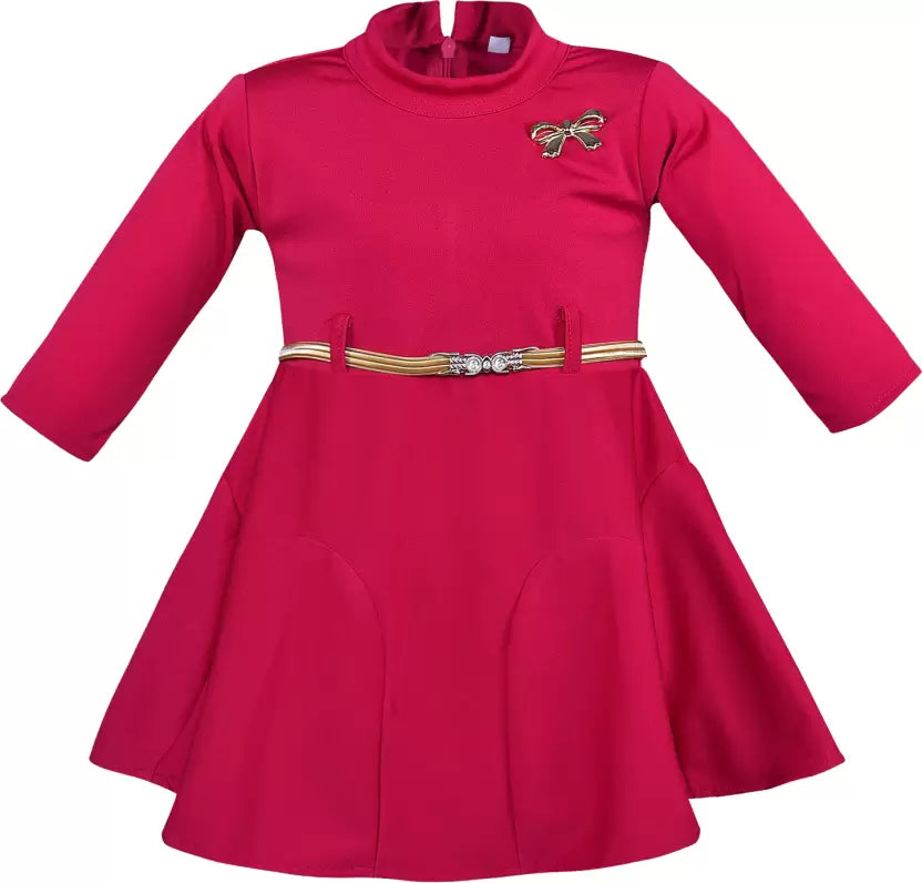 Baby Girls Midi/Knee Length Casual Dress (fe2698pnk)