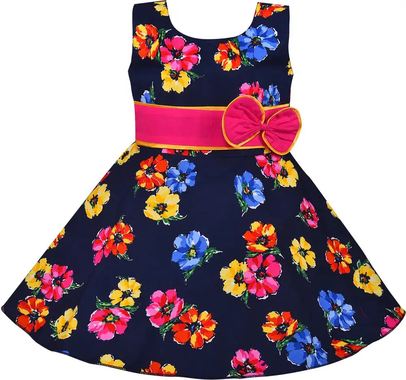 Girls Midi/Knee Length Casual Dress  ctn439blu