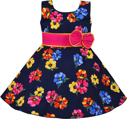 Girls Midi/Knee Length Casual Dress  ctn439blu