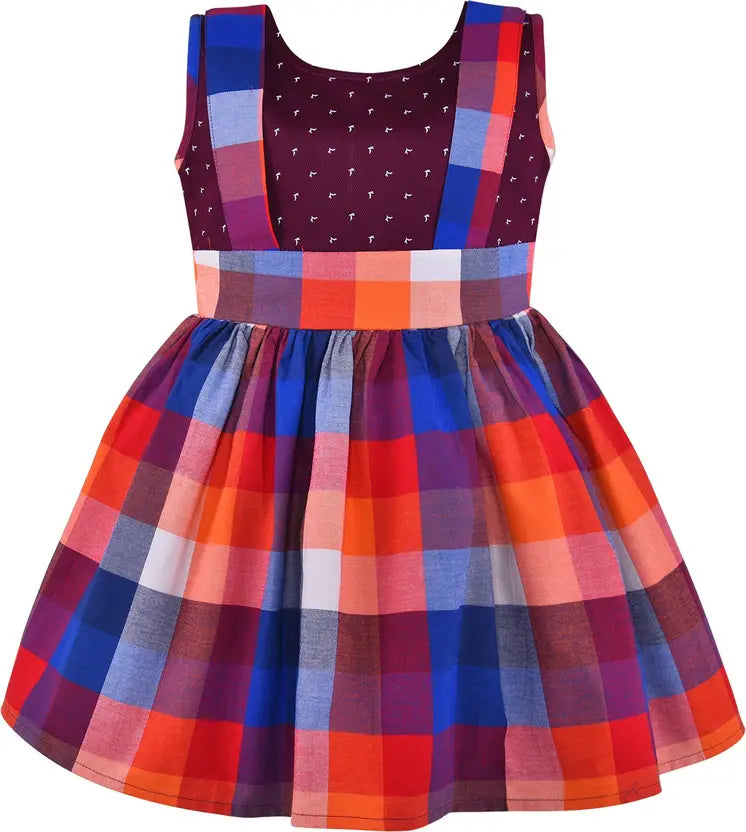 Girls Checkered Cotton Summer Casual Dress