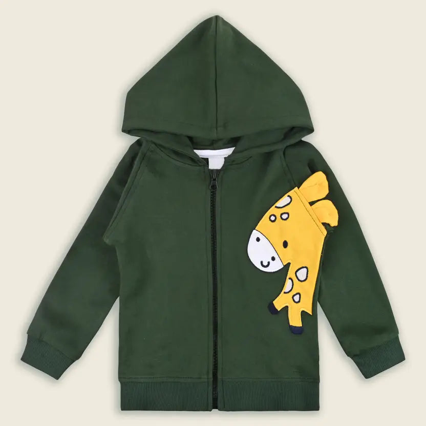 Unisex Cotton Blend Full Sleeve Hooded Sweatshirt with Giraffe Design T303sb