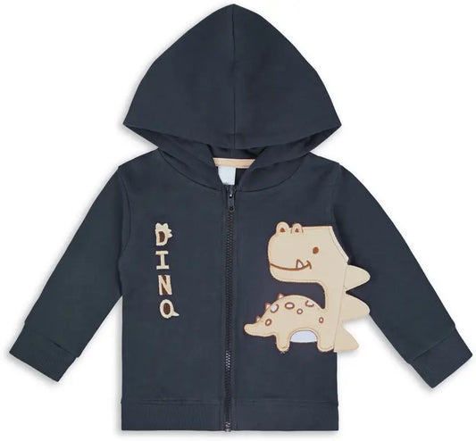 Unisex Cotton Applique Full Sleeve Hooded Sweatshirt-T304dgry