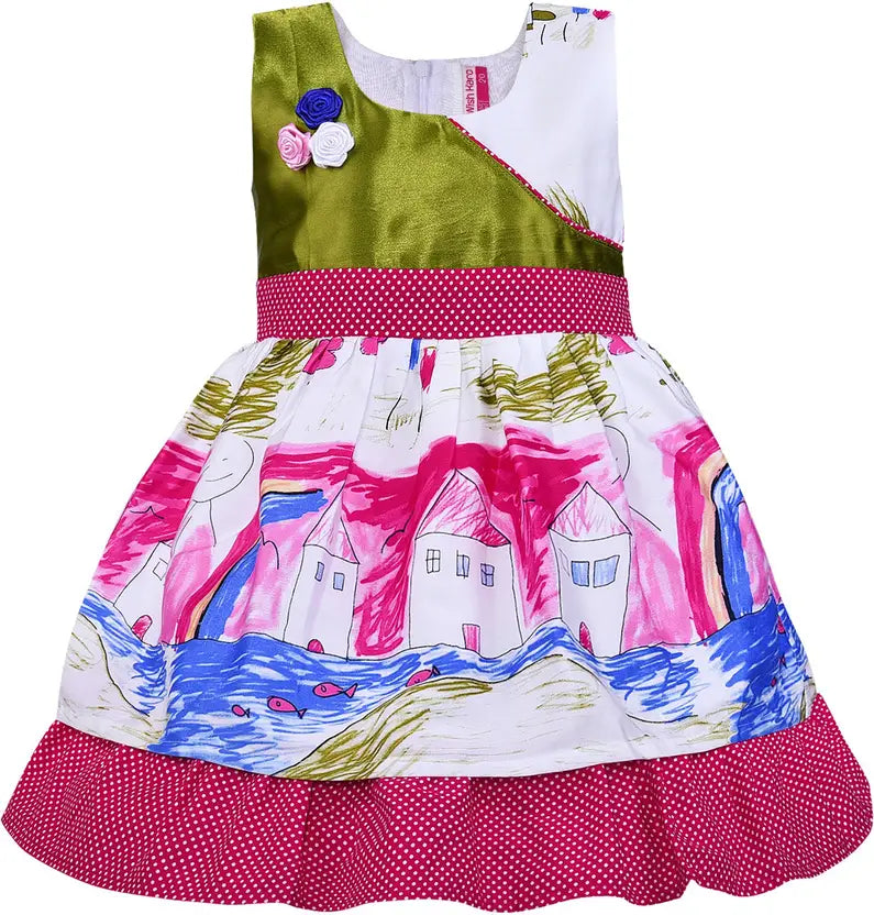 Girls Midi/Knee Length Casual Dress  ctn386grn