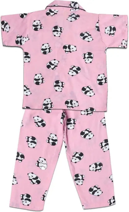 Boys & Girls Printed Cotton Blend Kids Nightwear ND15pnk