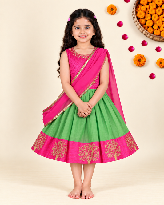 Girls Embroidered Ethnic Half saree dress Fe3133