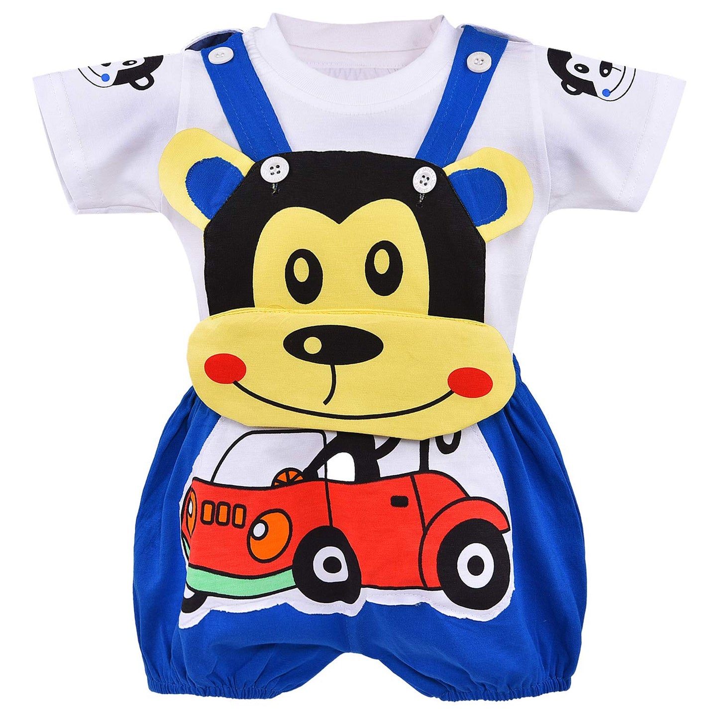 Kids Dungaree Dress For Baby Girls-(bt46blu)