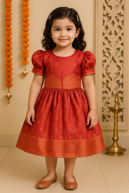 Girls Silk Pattu Pavadai Flare Ethnic Dress fe3259rd