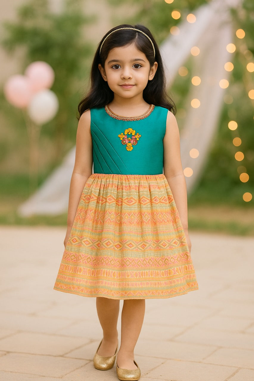 Girls Embroidered Fit and Flare Party Dress - Wish Karo - photo 1