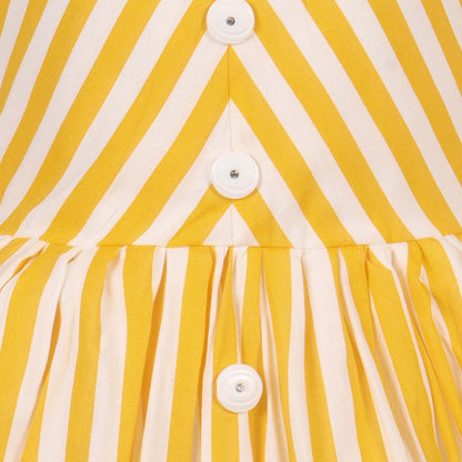 Girls Yellow & White Striped Button-Down Dress - Wish Karo - photo 4