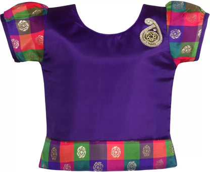Girls Checked Ethnic Top and Skirt Set
