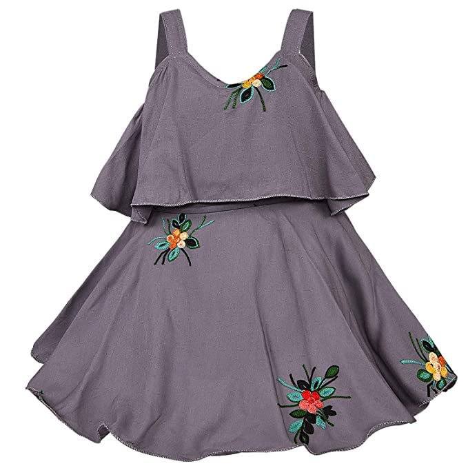 Baby Girls Grey Embroidered Overlay Dress - Wish Karo - photo 7