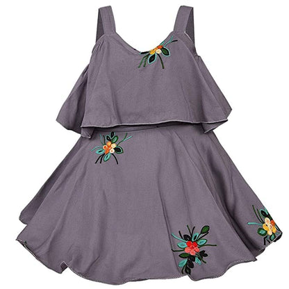 Baby Girls Grey Embroidered Overlay Dress - Wish Karo - photo 7