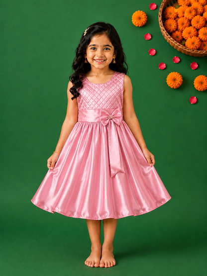 Girls A-Line Frock Dress With Tie-Up - Wish Karo - photo 1