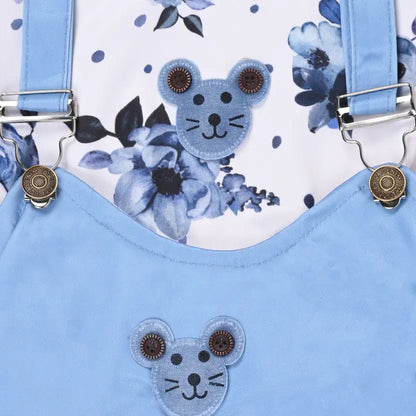 Dungaree For Girls Casual Printed Polycotton csl987blu