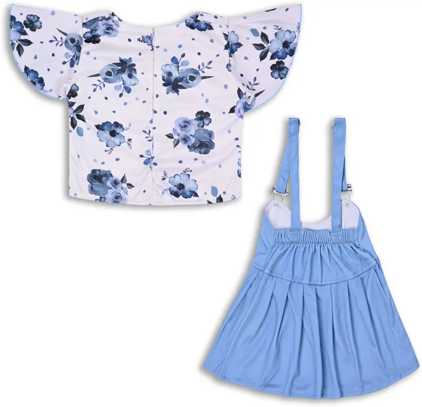 Dungaree For Girls Casual Printed Polycotton csl987blu