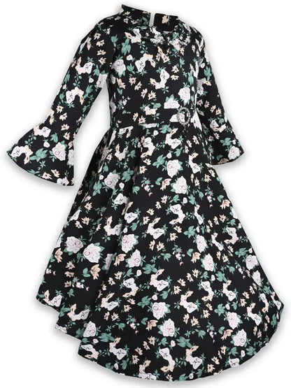 Girls Midi/Knee Length Party Dress  cslp1080blk