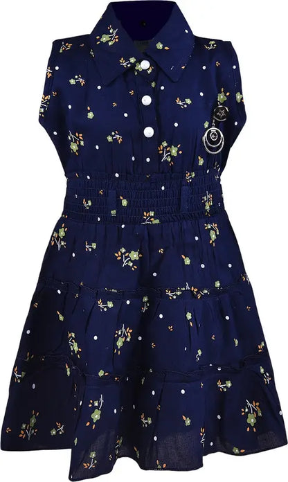 Girls Red Floral Tiered Shirt Dress