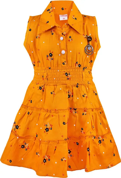 Girls Red Floral Tiered Shirt Dress