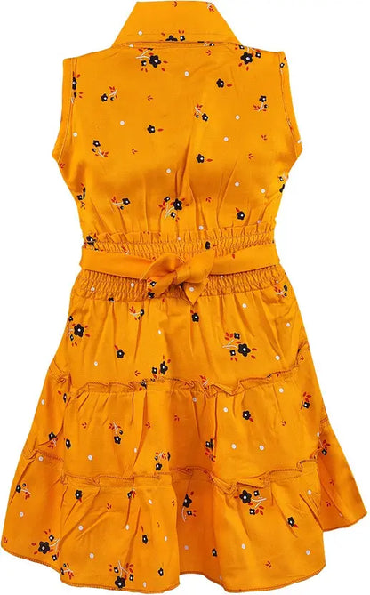 Girls Red Floral Tiered Shirt Dress