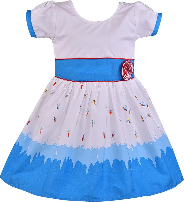 Girls Midi/Knee Length Casual Dress ctn388blu