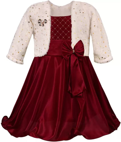 Girls Fit and Flare Bow Dress