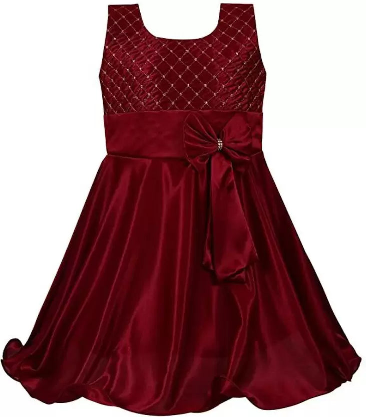 Girls Fit and Flare Bow Dress