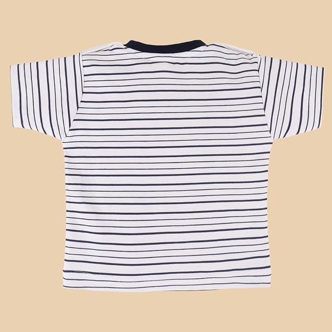 Boys Striped Printed Cotton Dungaree Set bt666