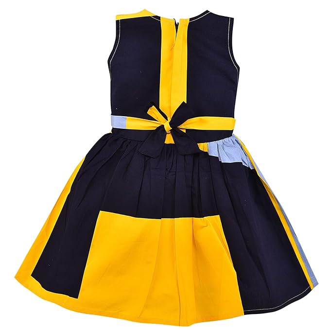 Girls Pure Cotton Colour Block Summer Dress ctn556
