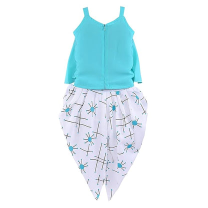 Baby Girls Top and Dhoti Pant Dress For Girls-(csl302blu)