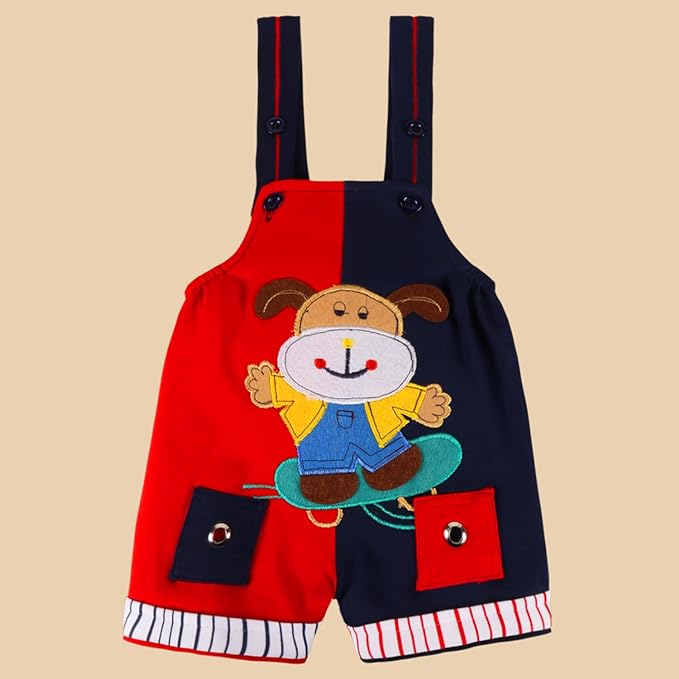 Boys Striped Printed Cotton Dungaree Set bt666