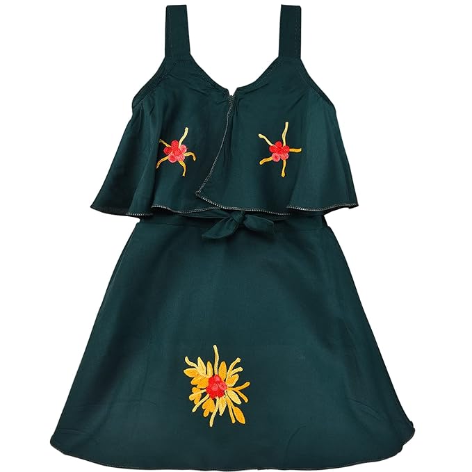 Girls Embroidered A-line Strap Neck dress - Wish Karo - photo 3