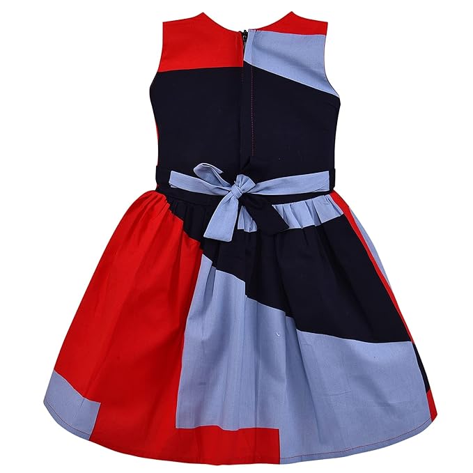 Girls Pure Cotton Colour Block Summer Dress ctn556