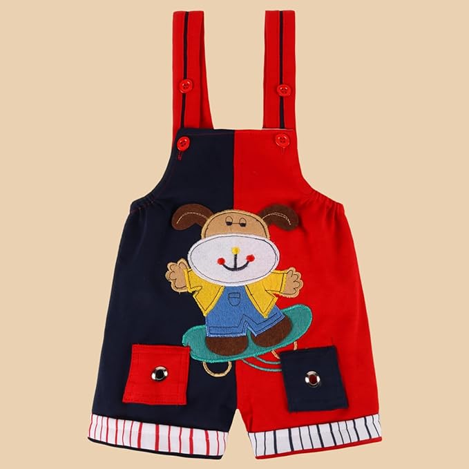 Boys Striped Printed Cotton Dungaree Set bt666