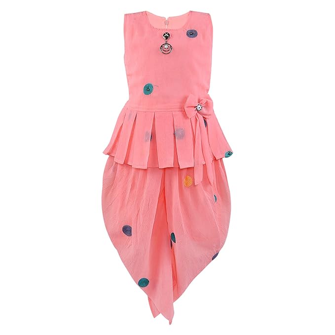 Baby Girls Top and Dhoti Pant Dress For Girls-(csl303pnk)