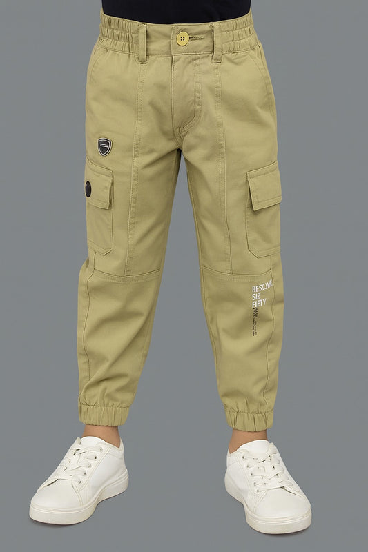 Boys Zipper Detail Elastic Waist Cotton Cargo Trouser - Wish Karo - photo 1