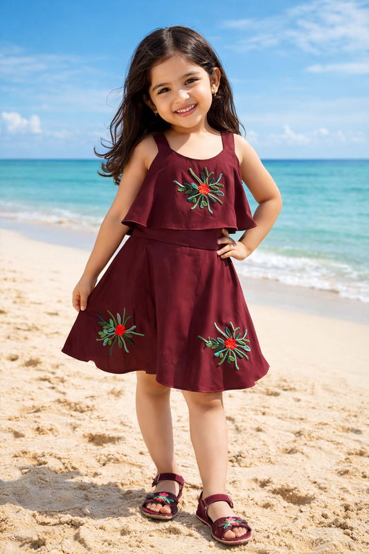 Girls Embroidered A-line Strap Neck dress - Wish Karo - photo 1