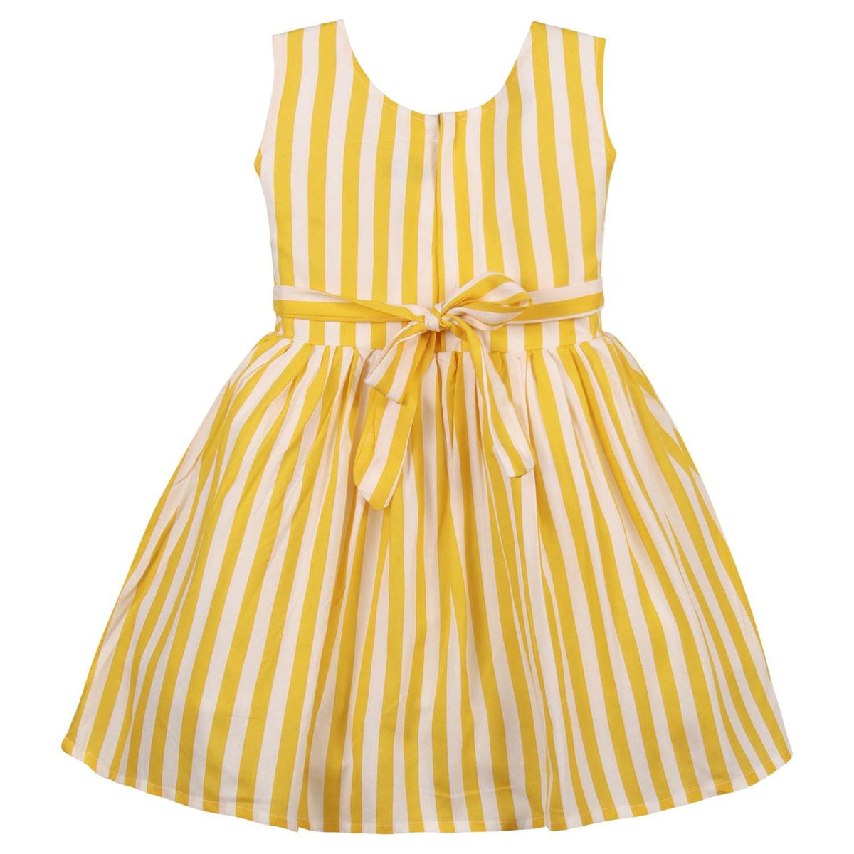 Girls Yellow & White Striped Button-Down Dress - Wish Karo - photo 3