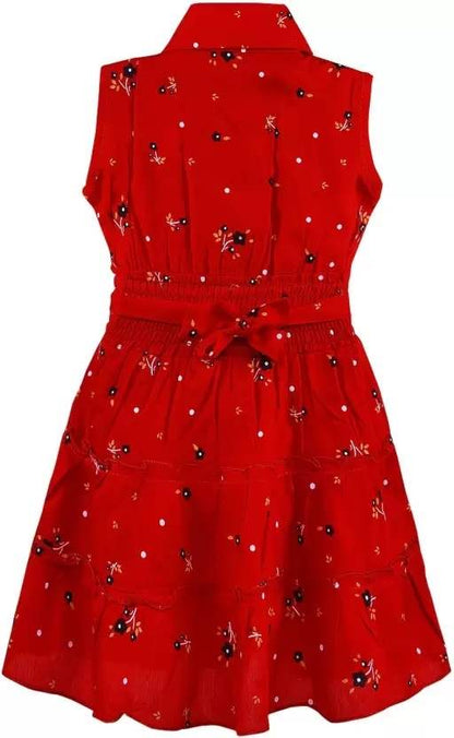 Girls Red Floral Tiered Shirt Dress - Wish Karo - photo 3