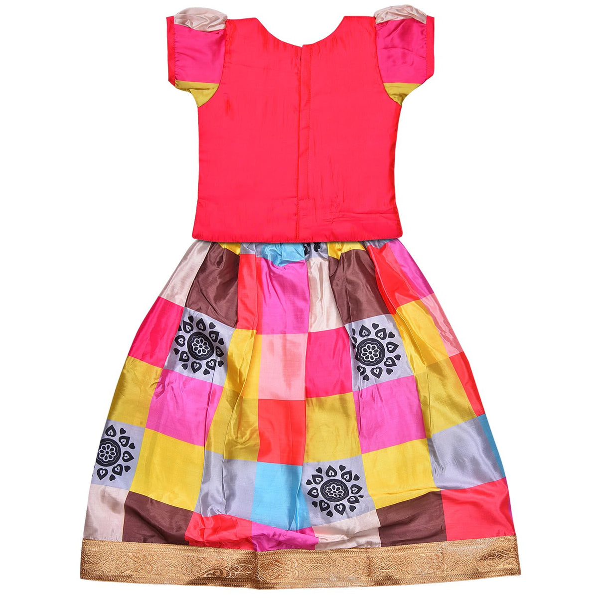Girls Checked Pattern Skirt Top Set