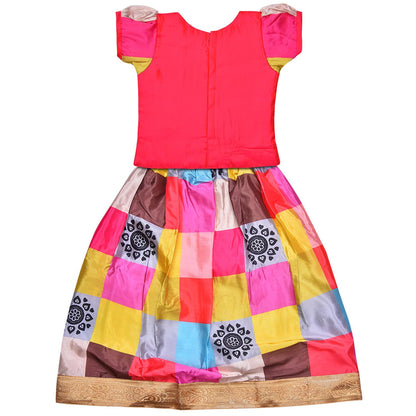 Girls Checked Pattern Skirt Top Set